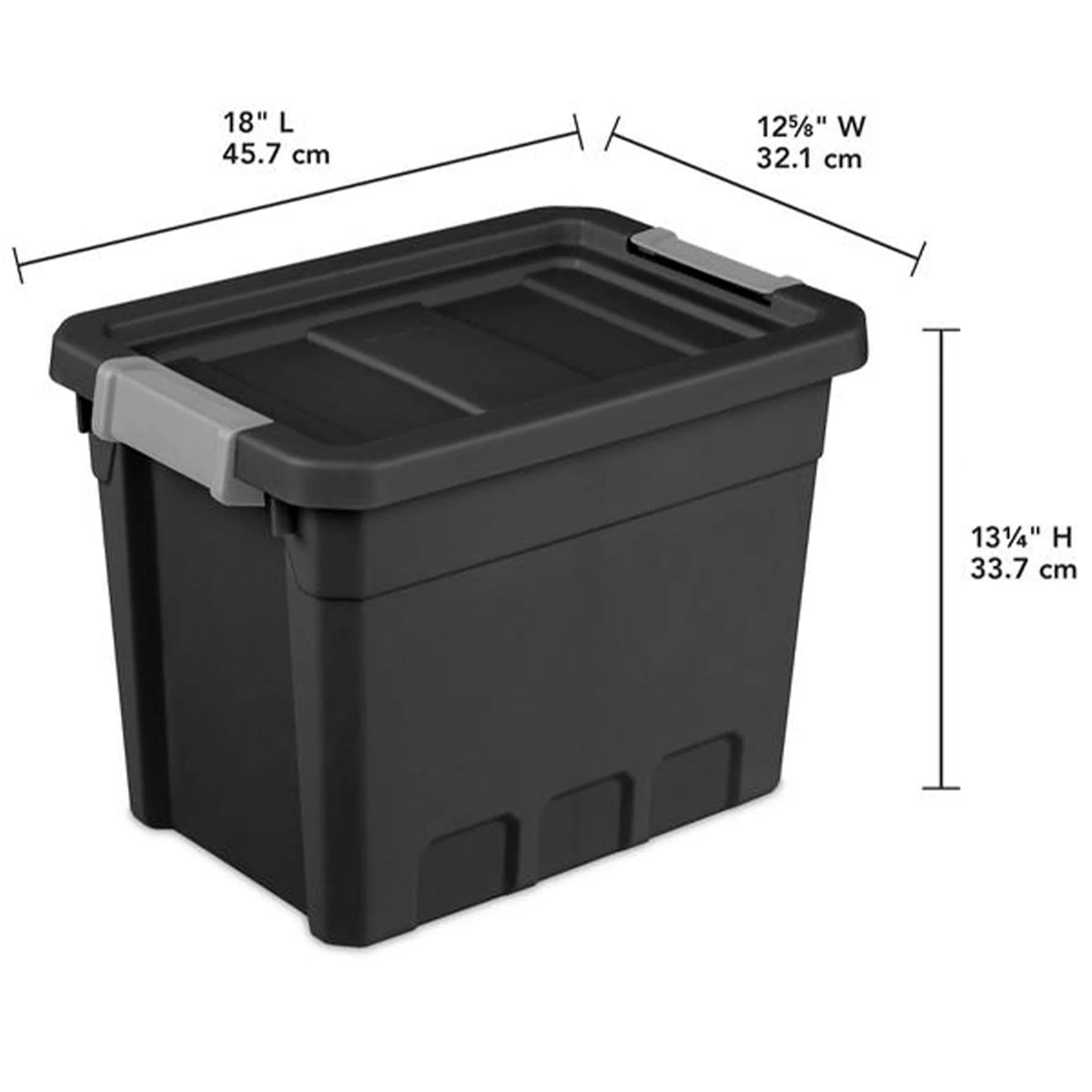 7.5 Gallon Storage Totes with Latch Lids, Black 6 Pack I19977