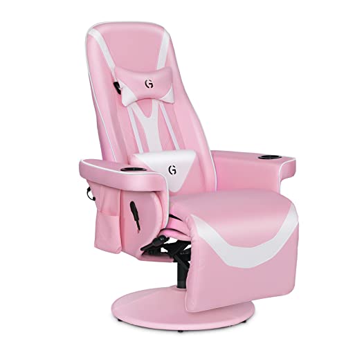 Black White Ergonomic Recliner Gaming Chair with Footrest and Cupholders J21111