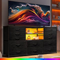 Black TV Stand with 12 Fabric Drawers B6239
