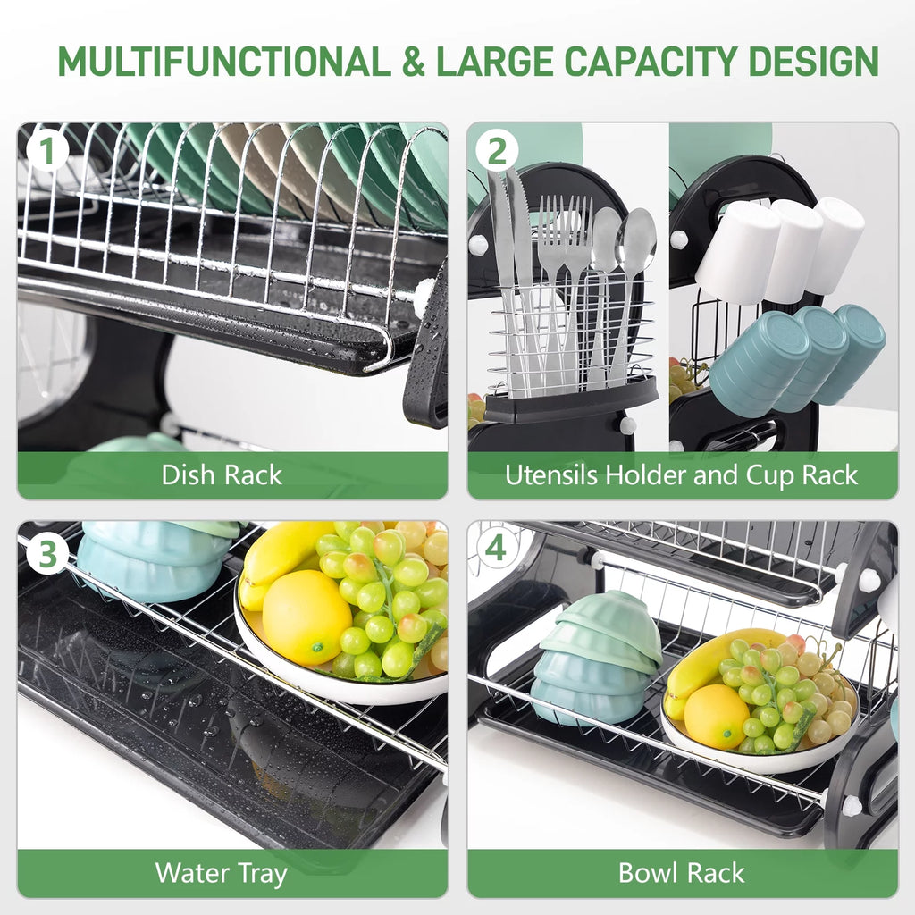 2-Tier Black Dish Drainer W919638
