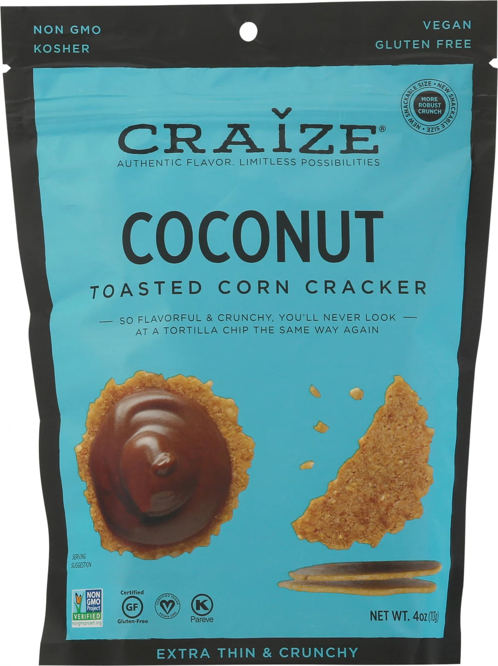 Extra Thin Toasted Corn Crisps Vegan Gluten Free 3 Pack Coconut X516