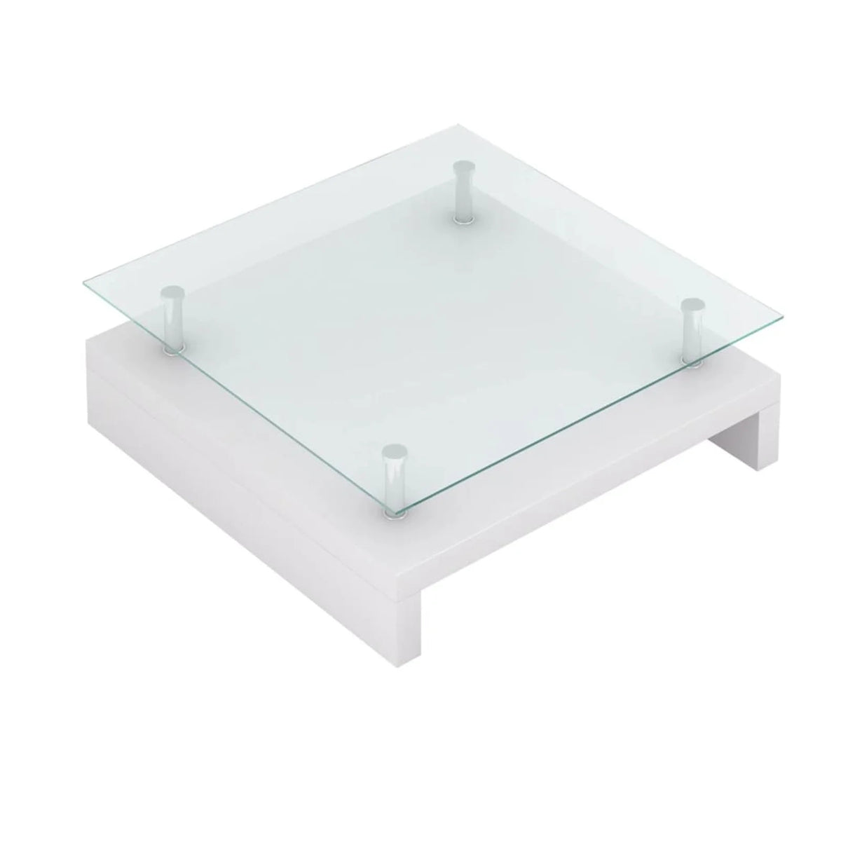 White High Gloss Coffee Table with Tempered Glass Top C72048