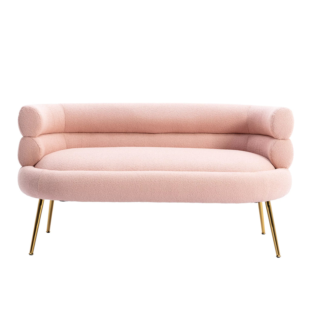 Pink Polyester Upholstered Wingback Accent Chair with Metal Legs X24188