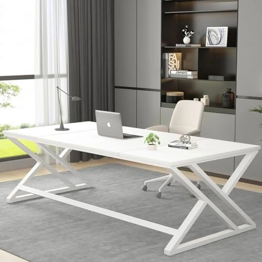 70.8" Long Wood Metal Double Workstation Desk L237