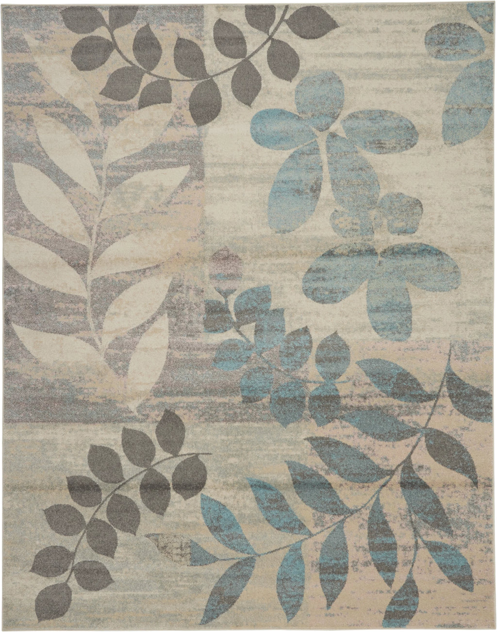 Ivory Light Blue 8' x 10' Area Rug J96315