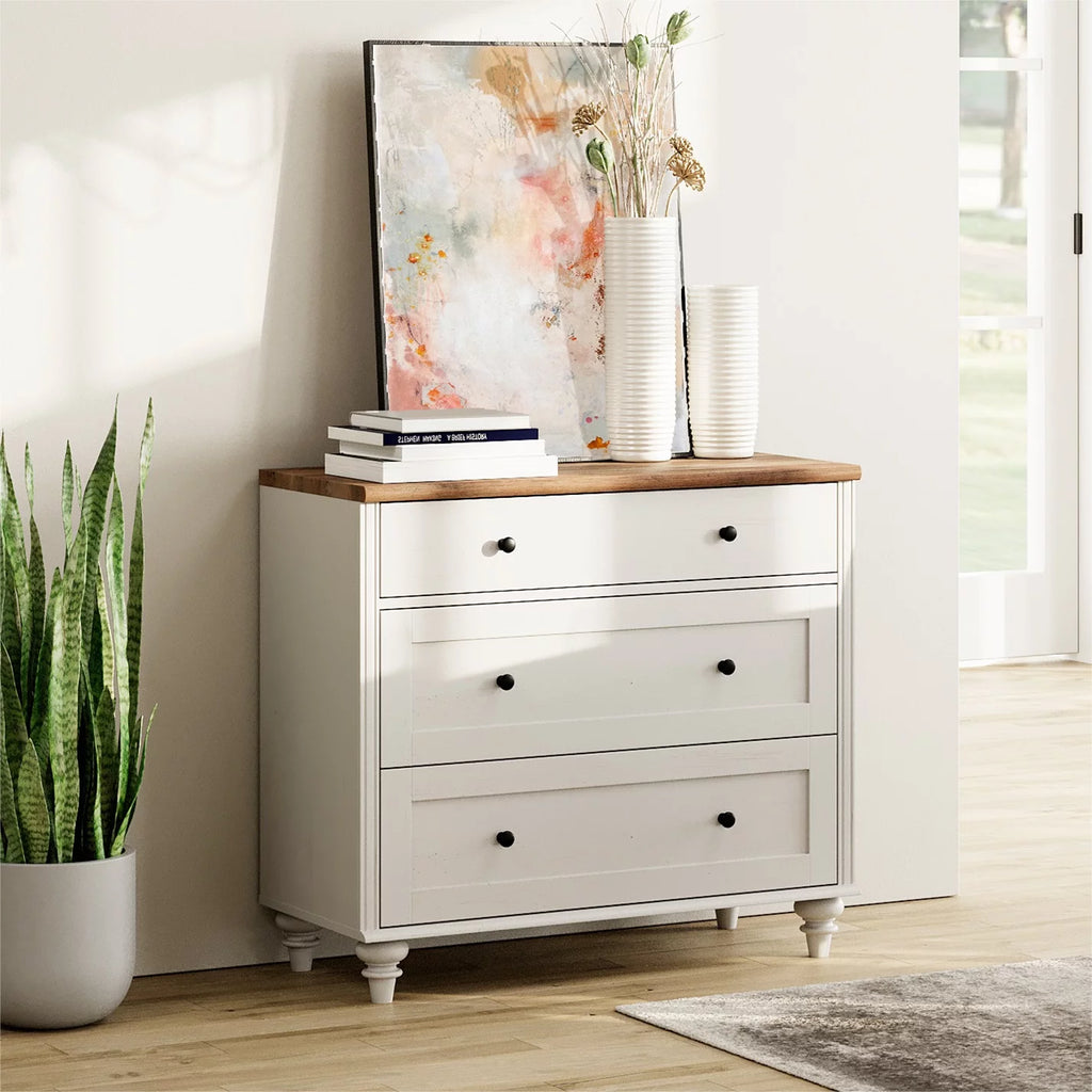 White 3 Drawer Wood Dresser H380291