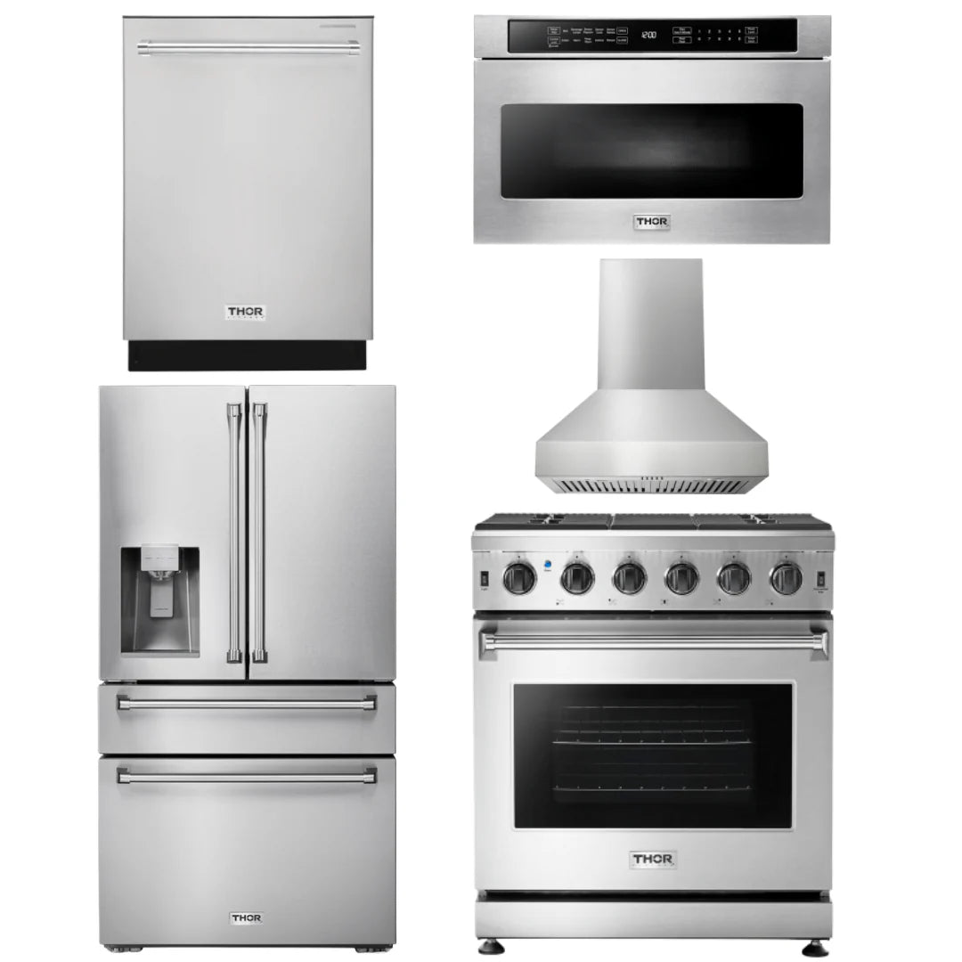 30 Propane Gas Range, Range Hood, Microwave, Refrigerator, Dishwasher K559893