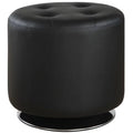 Black Faux Leather Tufted Swivel Ottoman D37323