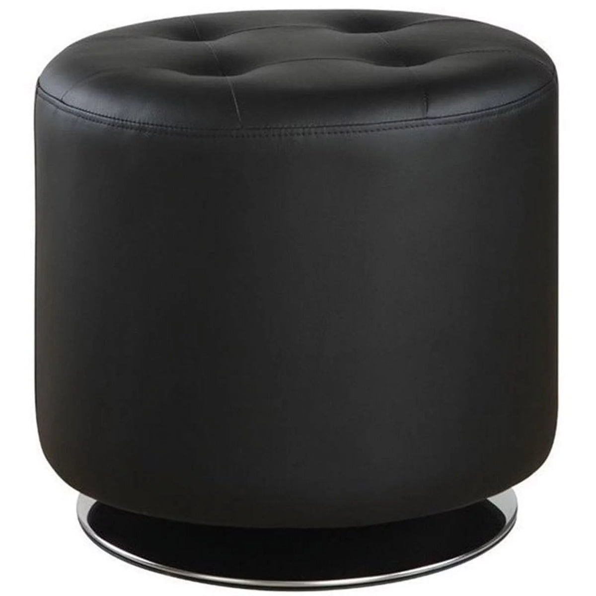 Black Faux Leather Tufted Swivel Ottoman D37323