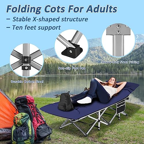 Portable Camping Cot with Thick Mattress and Carry Bag T7073