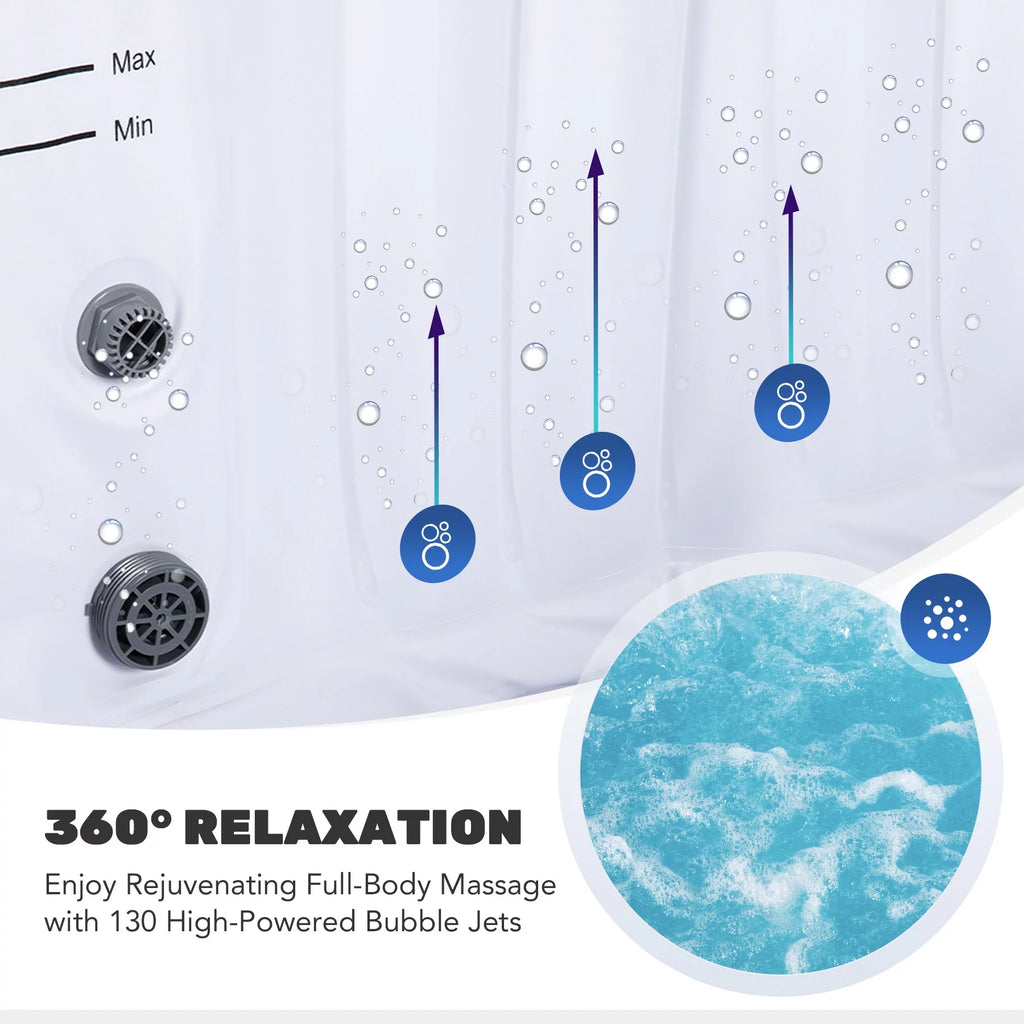 6 Person 7ft Inflatable Hot Tub Pool with Massage Jets Gray K122