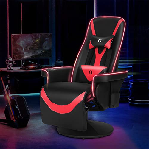 Black White Ergonomic Recliner Gaming Chair with Footrest and Cupholders J21111
