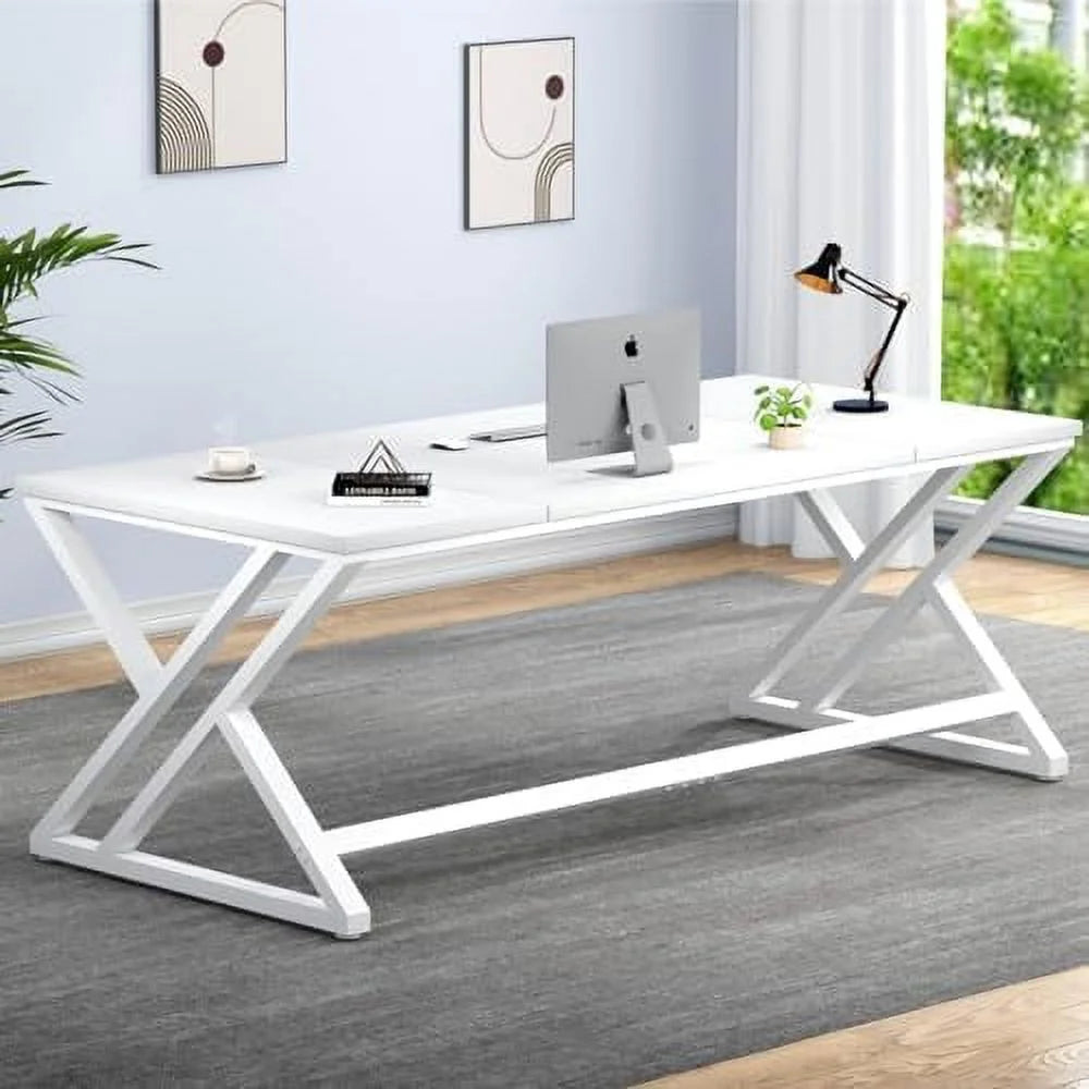 70.8" Long Wood Metal Double Workstation Desk L237
