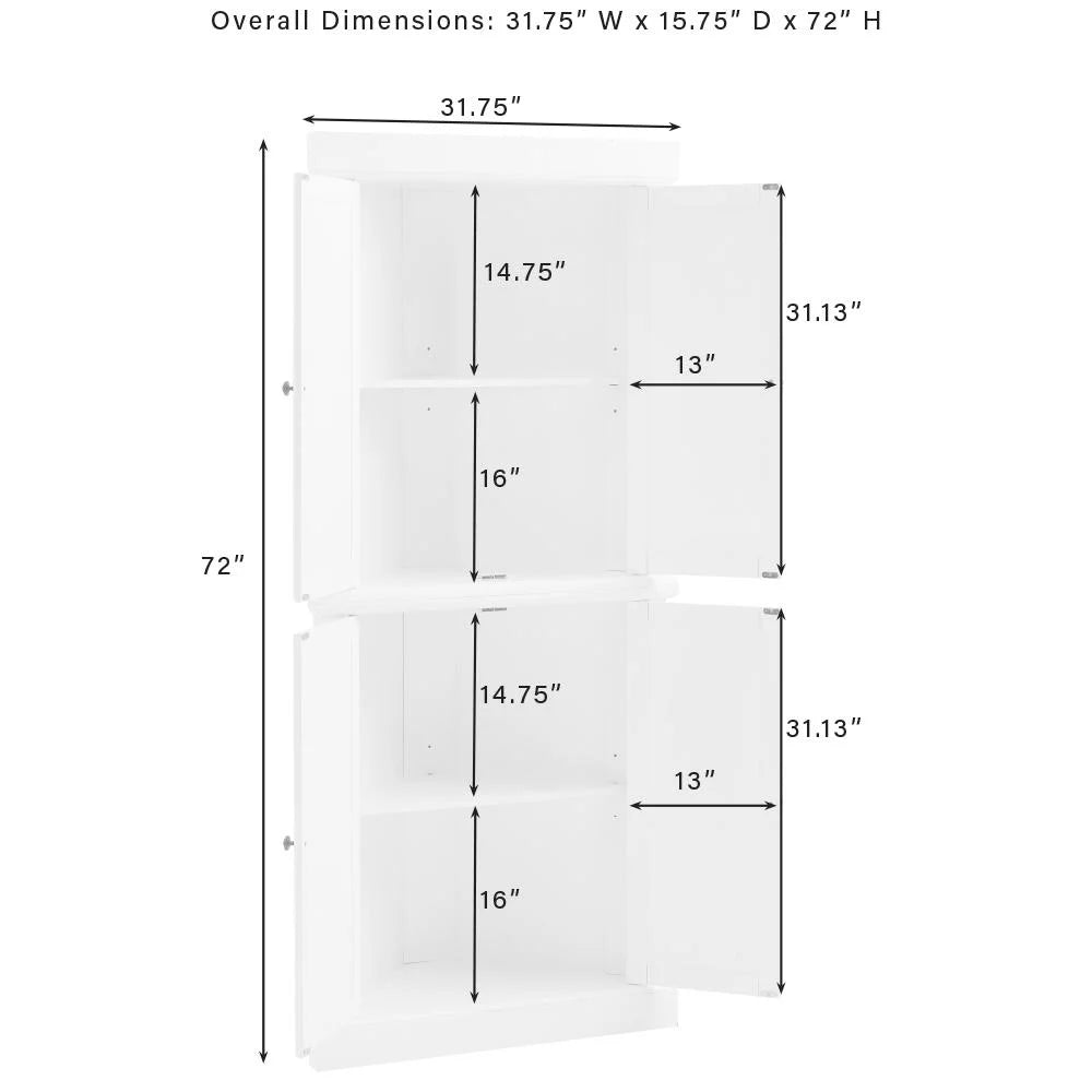 White 2-Piece Wood Stackable Corner Pantry V523786