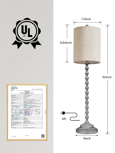 Set of 2 30" H Table Lamps with Metal Bases & Linen Shades J7935