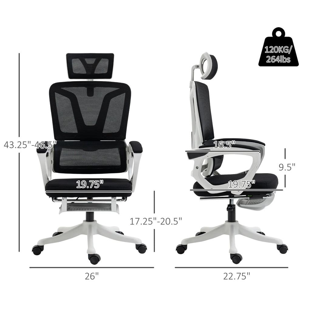 Black Home Office Chair with Adjustable Headrest and Lumbar Support J83426