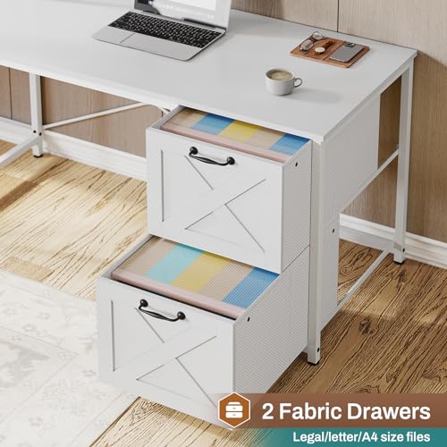 Black L Shaped Computer Desk with Fabric Drawers and Power Outlet Y38168